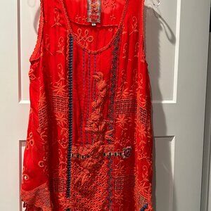 JOHNNY WAS, TANK TOP BEAUTIFUL ORANGE, 100% CUPRIA RAYON, MEDIUM